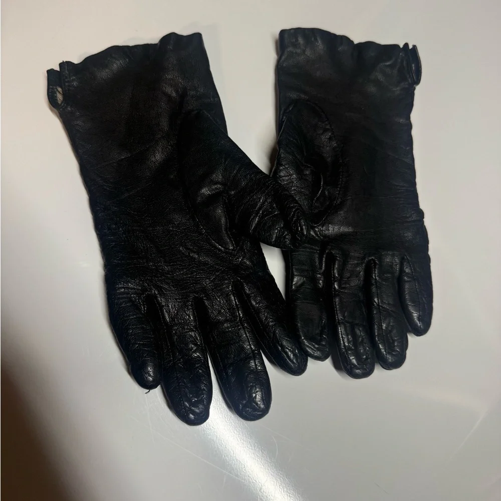 Vintage Genuine Leather Gloves (Size 7) Lambswool & Cashmere Lined